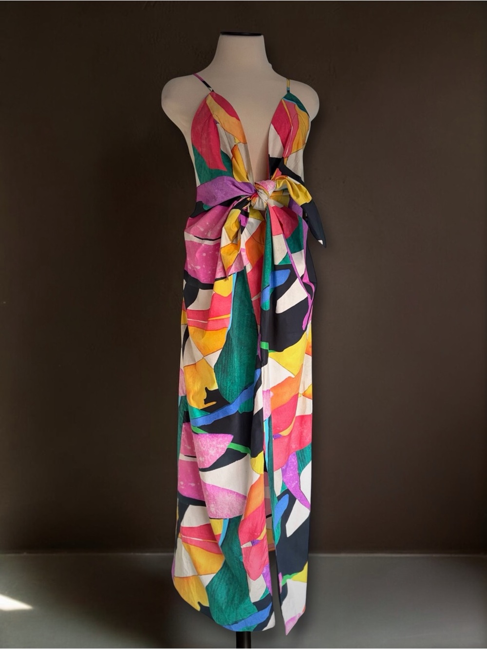 Mara Hoffman Lolita Tie Front Organic Cotton Midi Dress Abstract Multicolor